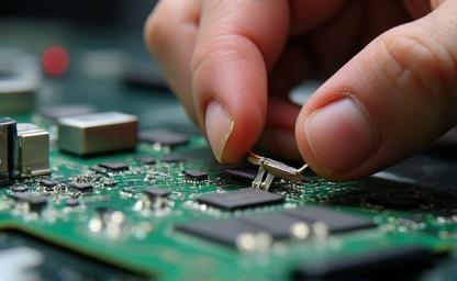 Telecom hardware designer assembling custom board